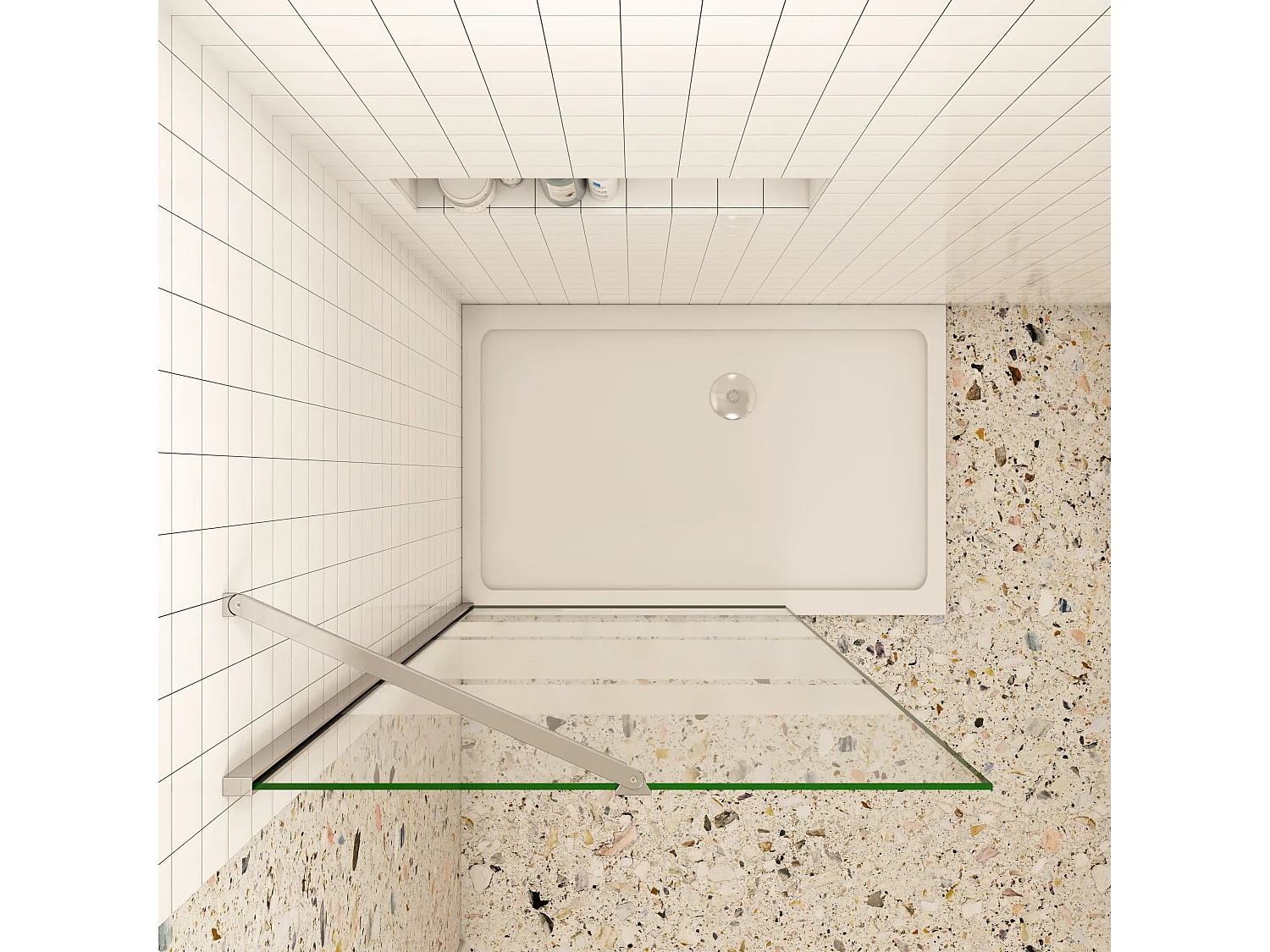 Stabilisatiestang hoek 45 graden ,voor glasdikte 6-8 mm.(chroom)