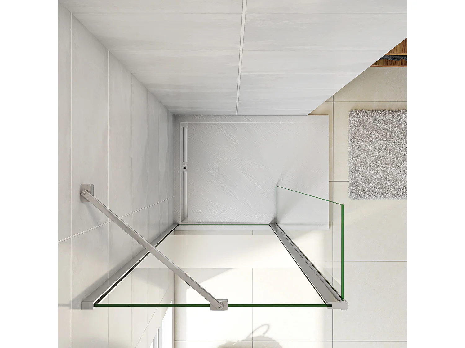 Stabilisatiestang hoek 45 graden 45cm ,voor glasdikte 6-8mm.(chroom)