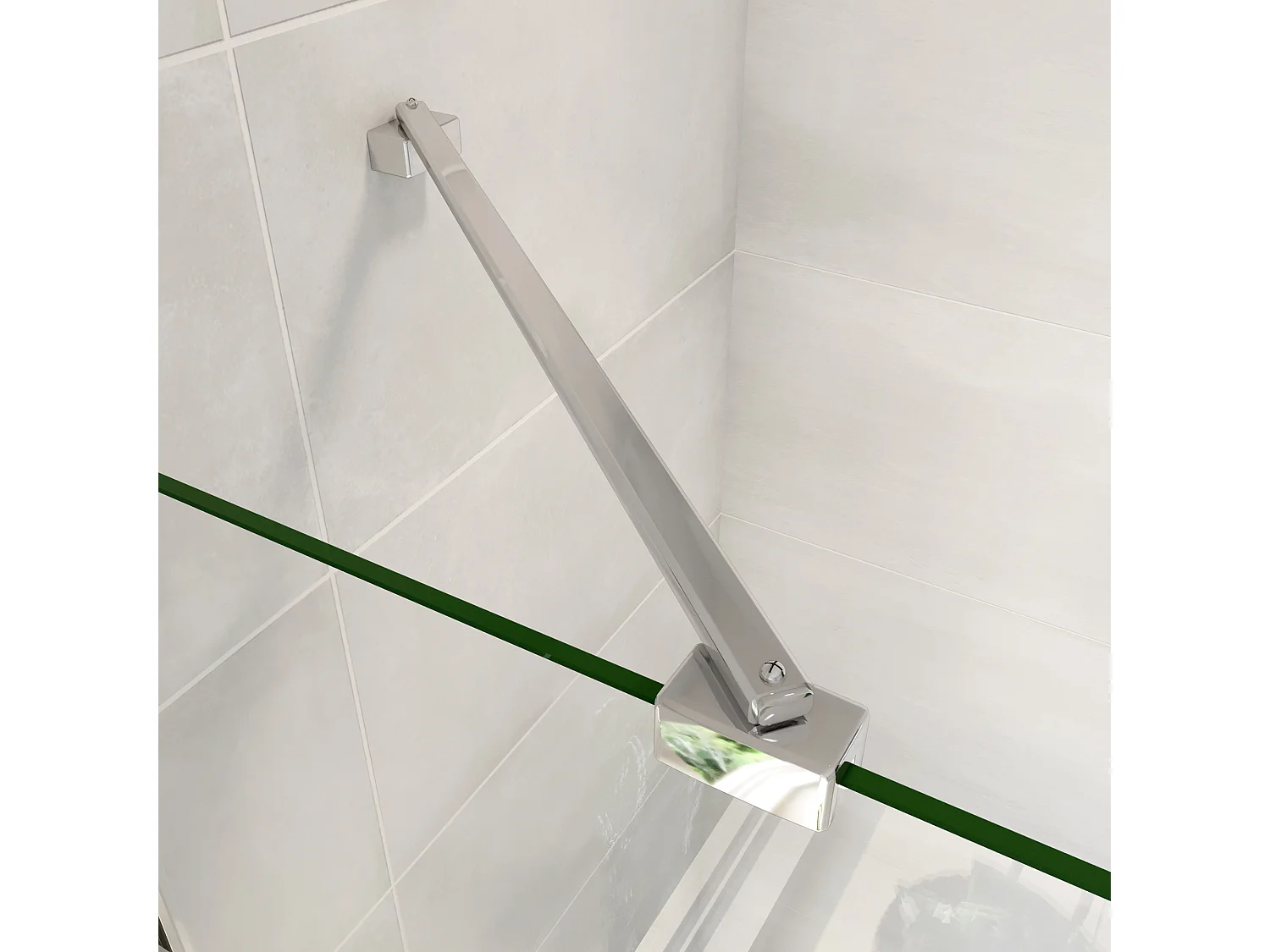 Stabilisatiestang hoek 45 graden 45cm ,voor glasdikte 6-8mm.(chroom)