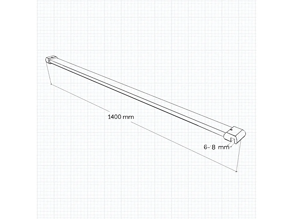 Stabilisatiestang 140 cm douchewand,voor glasdikte 6-8mm.(goud)