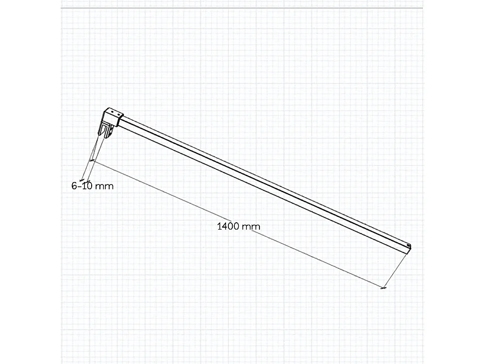 Stabilisatiestang 140 cm douchewand,voor glasdikte 6-10mm.(goud)