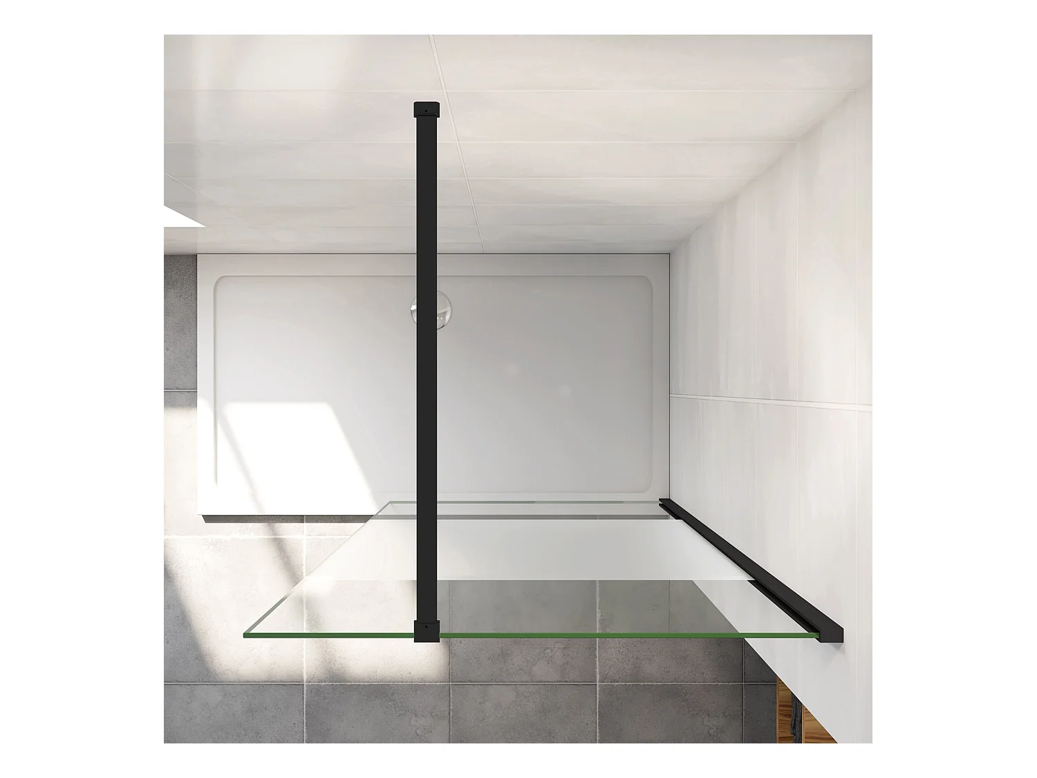 Stabilisatiestang 90 cm douchewand,voor glasdikte 6-8mm.(Mat zwart)