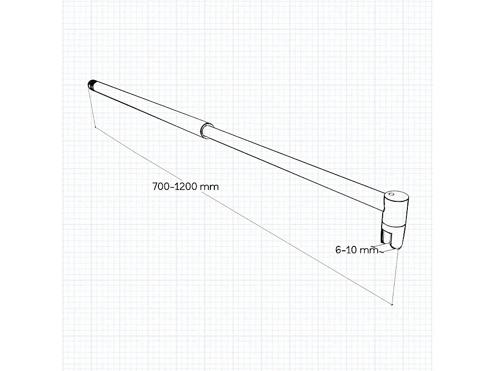 Uitschuifbare stabilisatiestang 70 -120 cm ,voor glasdikte 6-10mm.(goud)