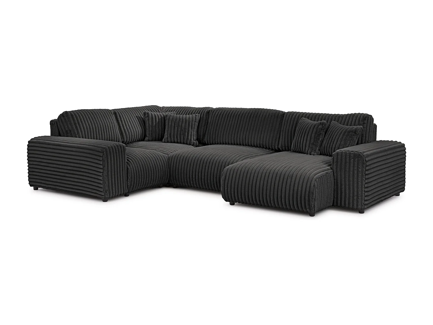 Mollis -  Wohnlandschaft im XXL-Format aus Dunkelgrau Plüschcord mit schöner Sitzkomfort