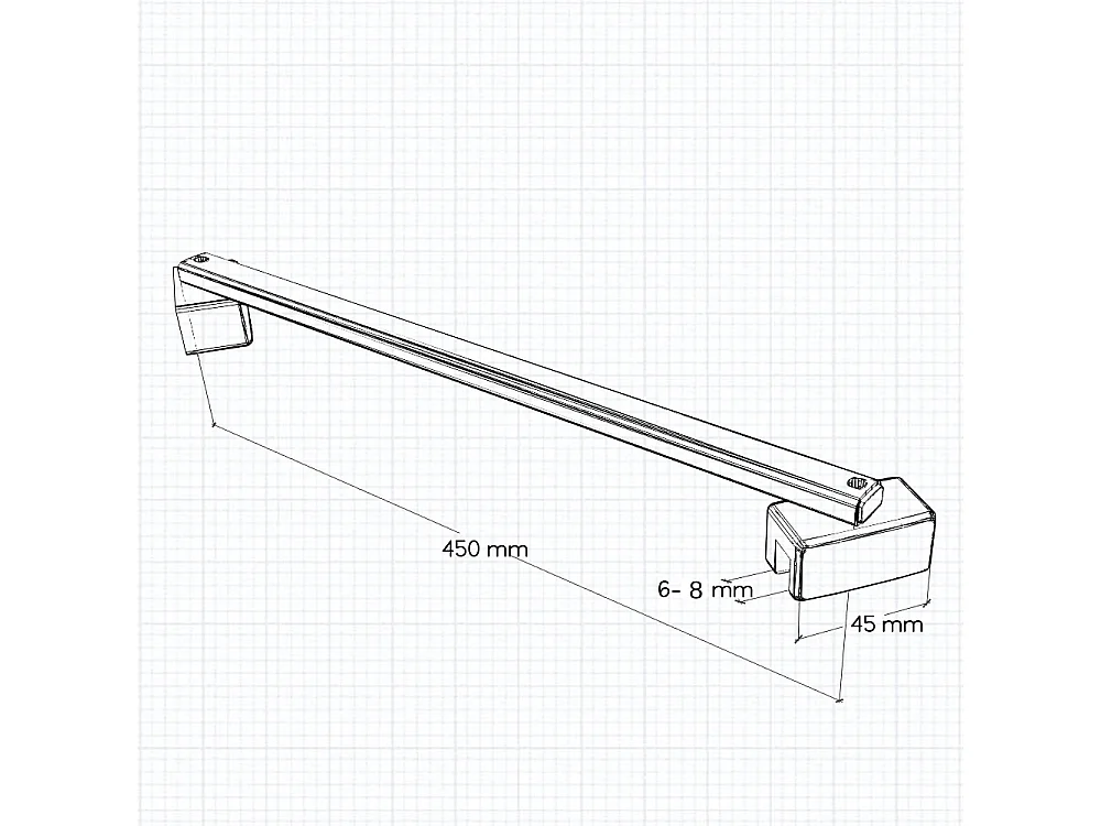 Stabilisatiestang hoek 45 graden 45cm ,voor glasdikte 6-8mm.(goud)