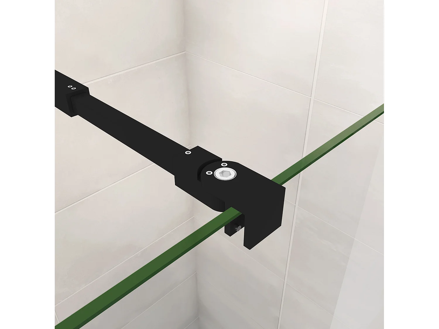 Uitschuifbare stabilisatiestang  73-120 cm voor glasdikte 6-10mm.(Mat zwart)
