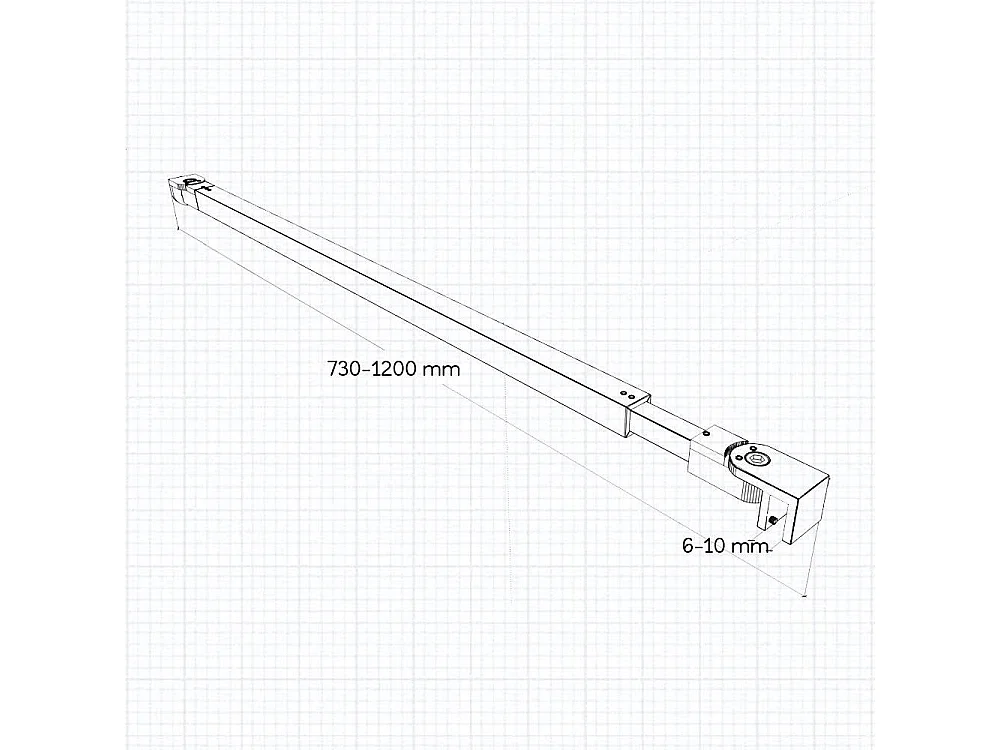 Uitschuifbare stabilisatiestang  73-120 cm voor glasdikte 6-10mm.(Mat zwart)