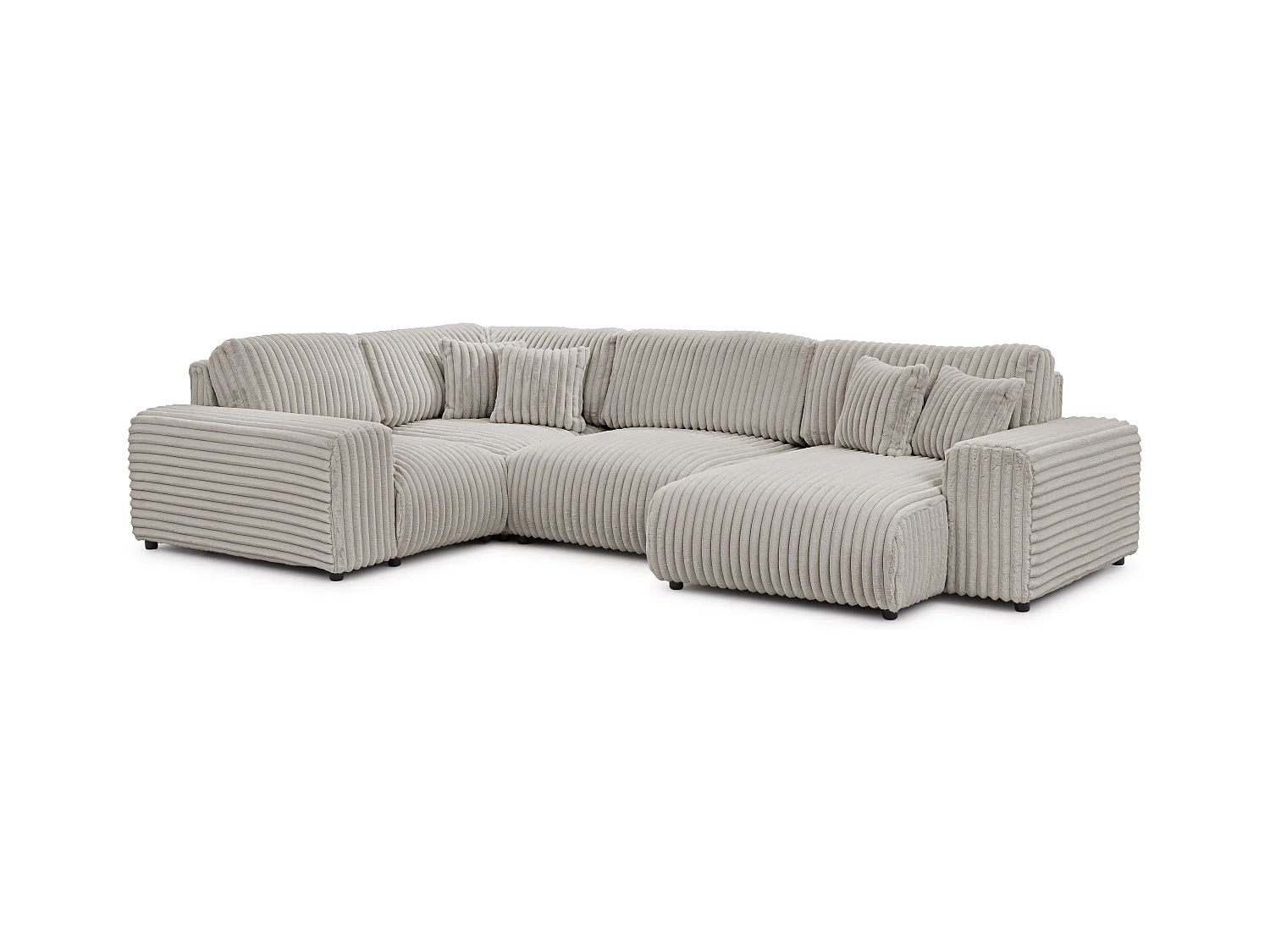 Mollis -  Wohnlandschaft im XXL-Format aus Hellgrau Plüschcord mit schöner Sitzkomfort