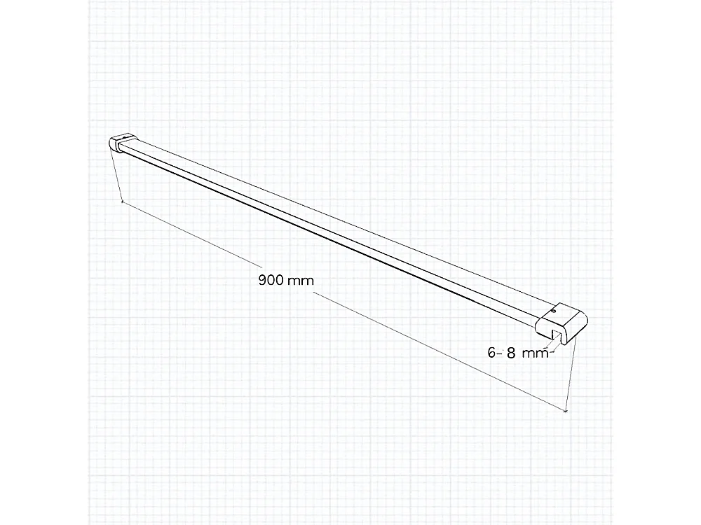 Stabilisatiestang 90 cm douchewand,voor glasdikte 6-8mm.(chroom)