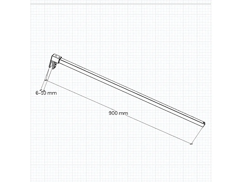 Stabilisatiestang 90 cm douchewand,voor glasdikte 6-10mm.(goud)