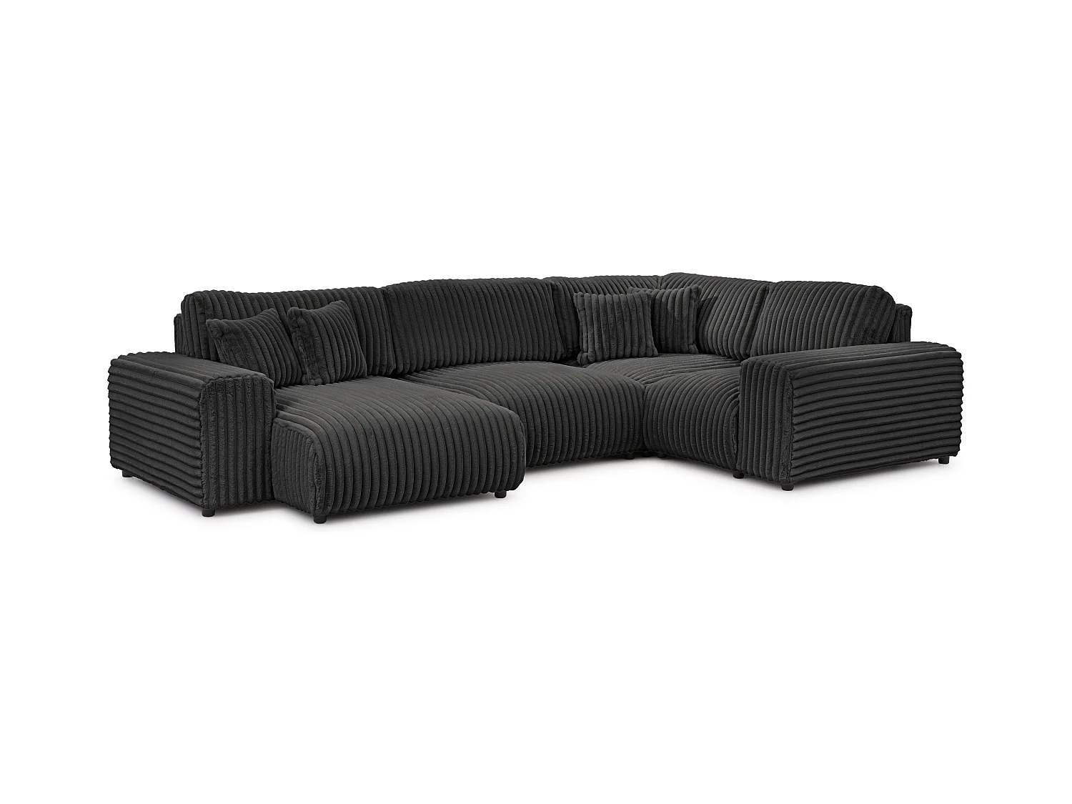 Mollis -  Wohnlandschaft im XXL-Format aus Dunkelgrau Plüschcord mit schöner Sitzkomfort