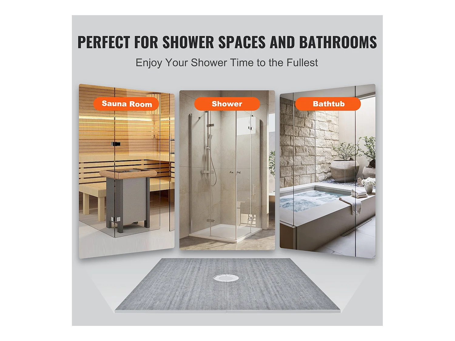 Kit de Receveur de Douche SucceBuy, 183 x 183 cm, avec Bride Centrale de 5,1 cm ABS Étanche