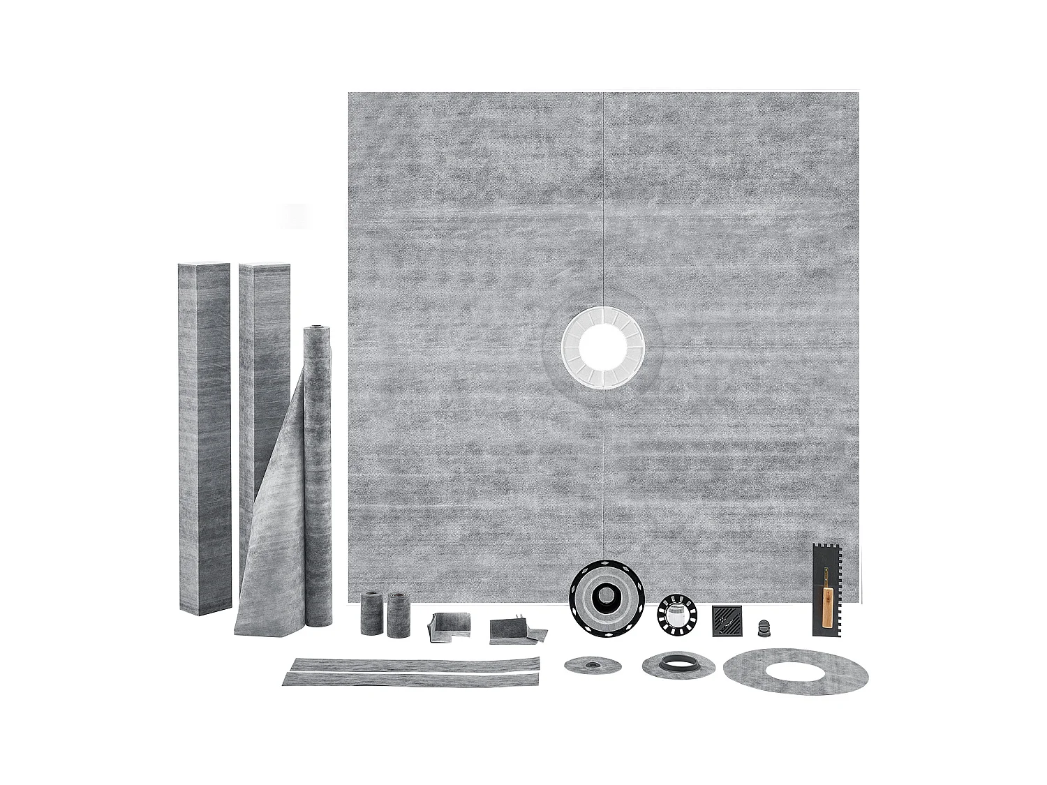 Kit de Receveur de Douche SucceBuy, 183 x 183 cm, avec Bride Centrale de 5,1 cm ABS Étanche