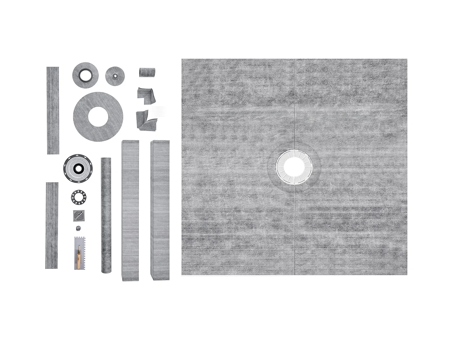 Kit de Receveur de Douche SucceBuy, 183 x 183 cm, avec Bride Centrale de 5,1 cm ABS Étanche