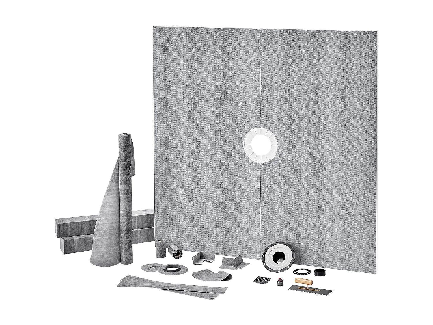 Kit de Receveur de Douche SucceBuy, 183 x 183 cm, avec Bride Centrale de 5,1 cm ABS Étanche