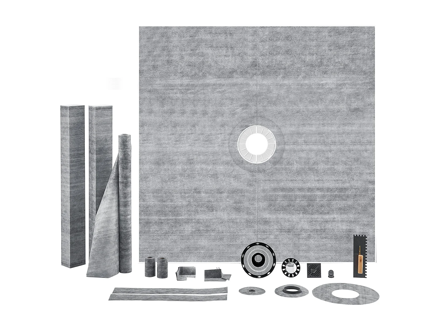 Kit de Receveur de Douche SucceBuy, 183 x 183 cm, avec Bride Centrale de 5,1 cm ABS Étanche