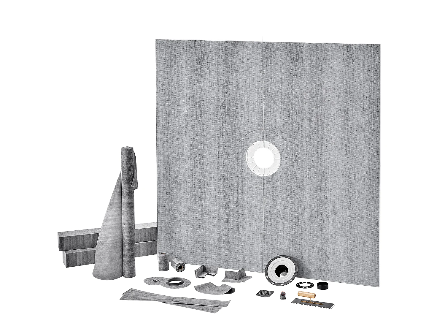 Kit de Receveur de Douche SucceBuy, 183 x 183 cm, avec Bride Centrale de 5,1 cm ABS Étanche