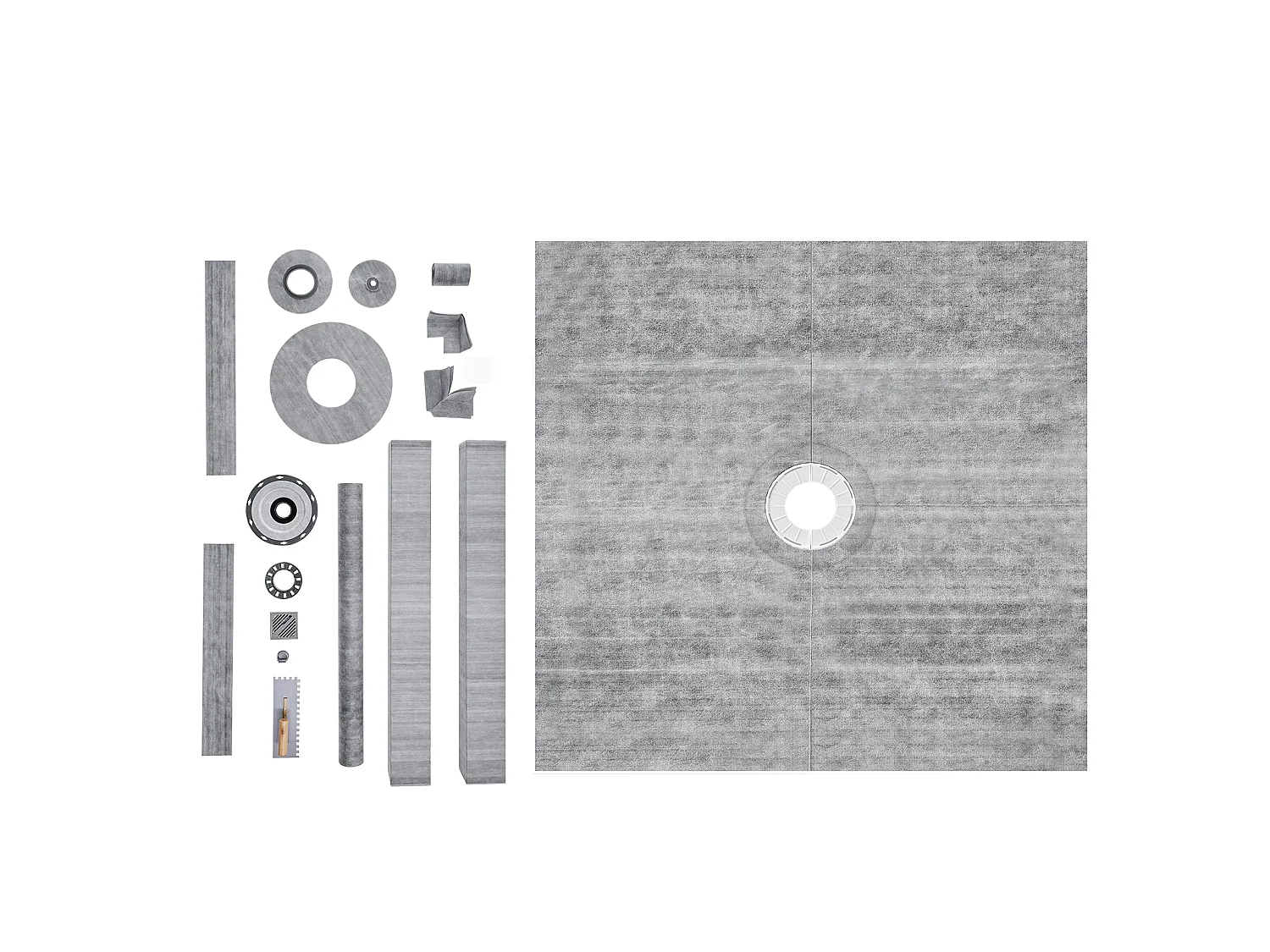 Kit de Receveur de Douche SucceBuy, 183 x 183 cm, avec Bride Centrale de 5,1 cm ABS Étanche