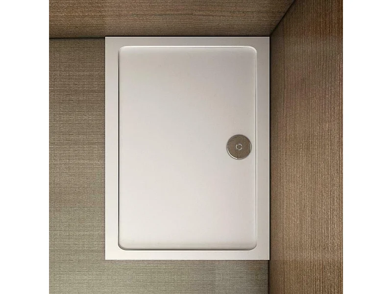 Piatto Doccia Rettangolare 160x80cm in Pietra Artificiale Ultra Sottile Bianco Lucido Antiscivolo Antibatterico