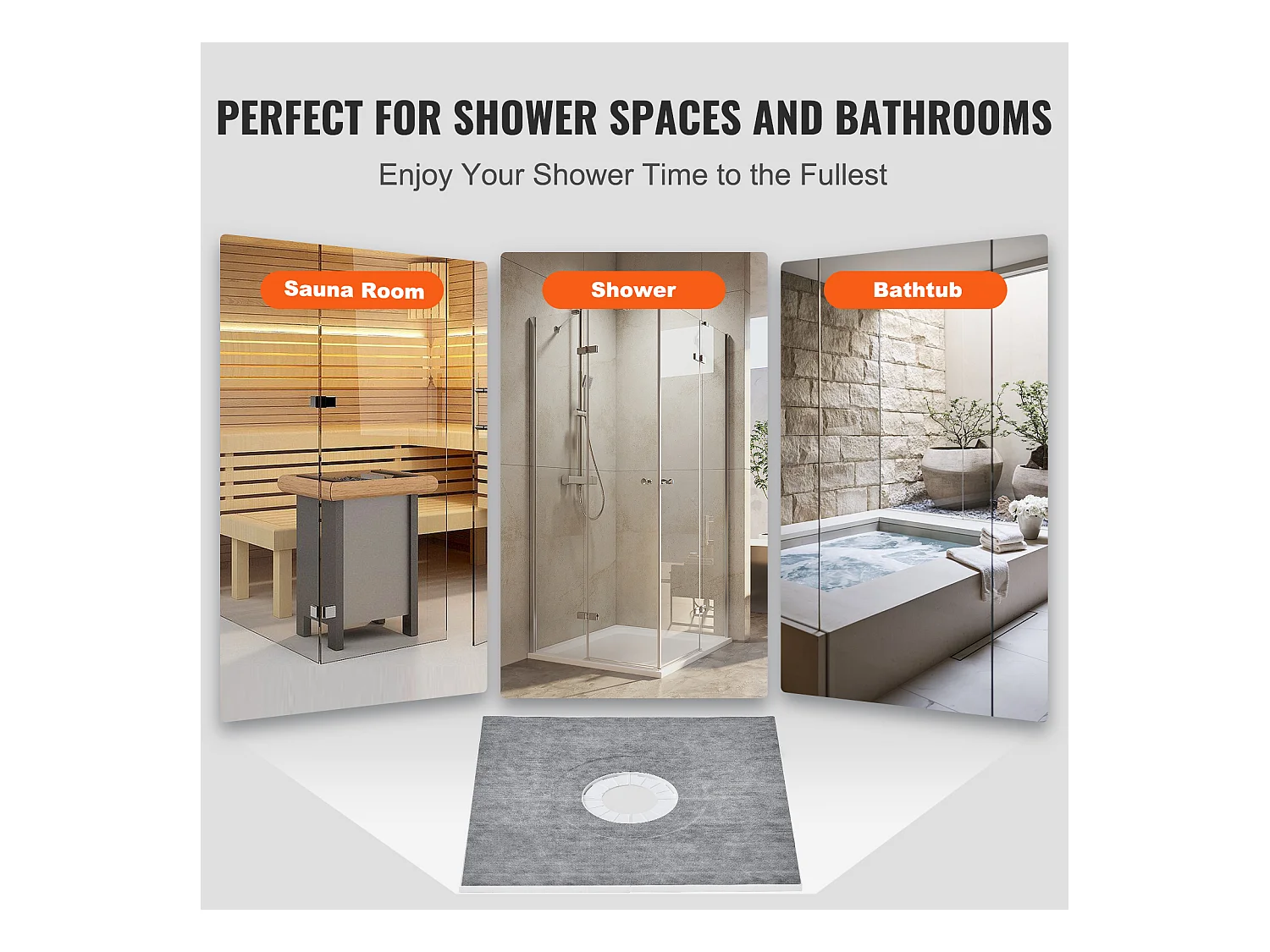 Kit de Receveur de Douche Étanche SucceBuy, 91 x 91 cm, avec Drain Central, pour l'Installation dans la Salle de Bain