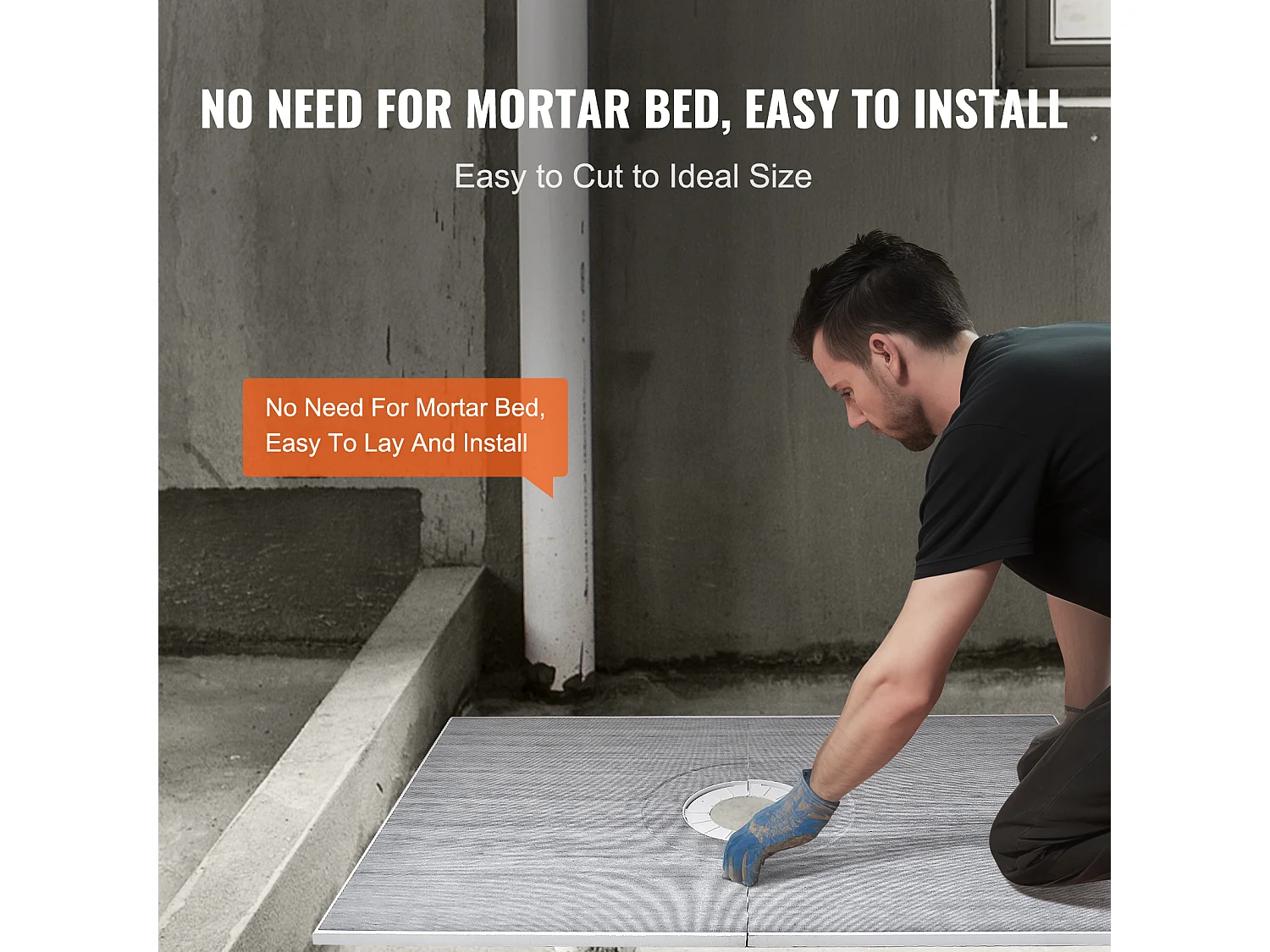 Wasserdichter Duschablauf-Kit SucceBuy, 152 x 96 cm, mit Zentralem Ablauf, für die Installation im Badezimmer