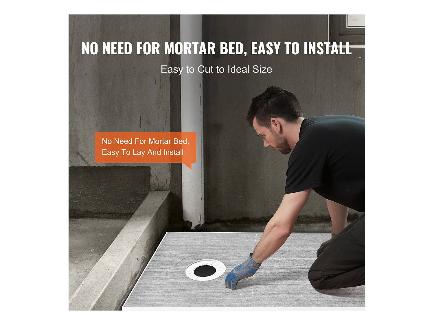 Kit de Receveur de Douche Étanche SucceBuy, 152 x 96 cm, avec Crain Cécalé, Épaissi