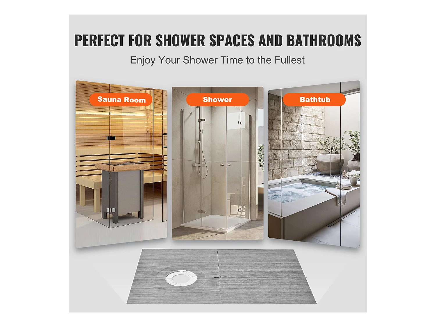 Kit de Receveur de Douche Étanche SucceBuy, 152 x 96 cm, avec Crain Cécalé, Épaissi