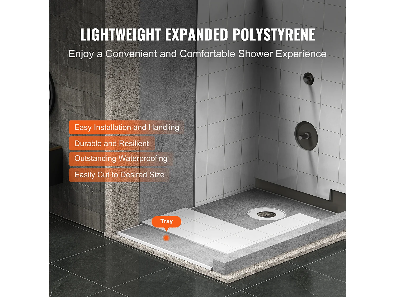 Wasserdichter Duschablauf-Kit SucceBuy, 152 x 96 cm, mit Versetztem Ablauf, Verdickt