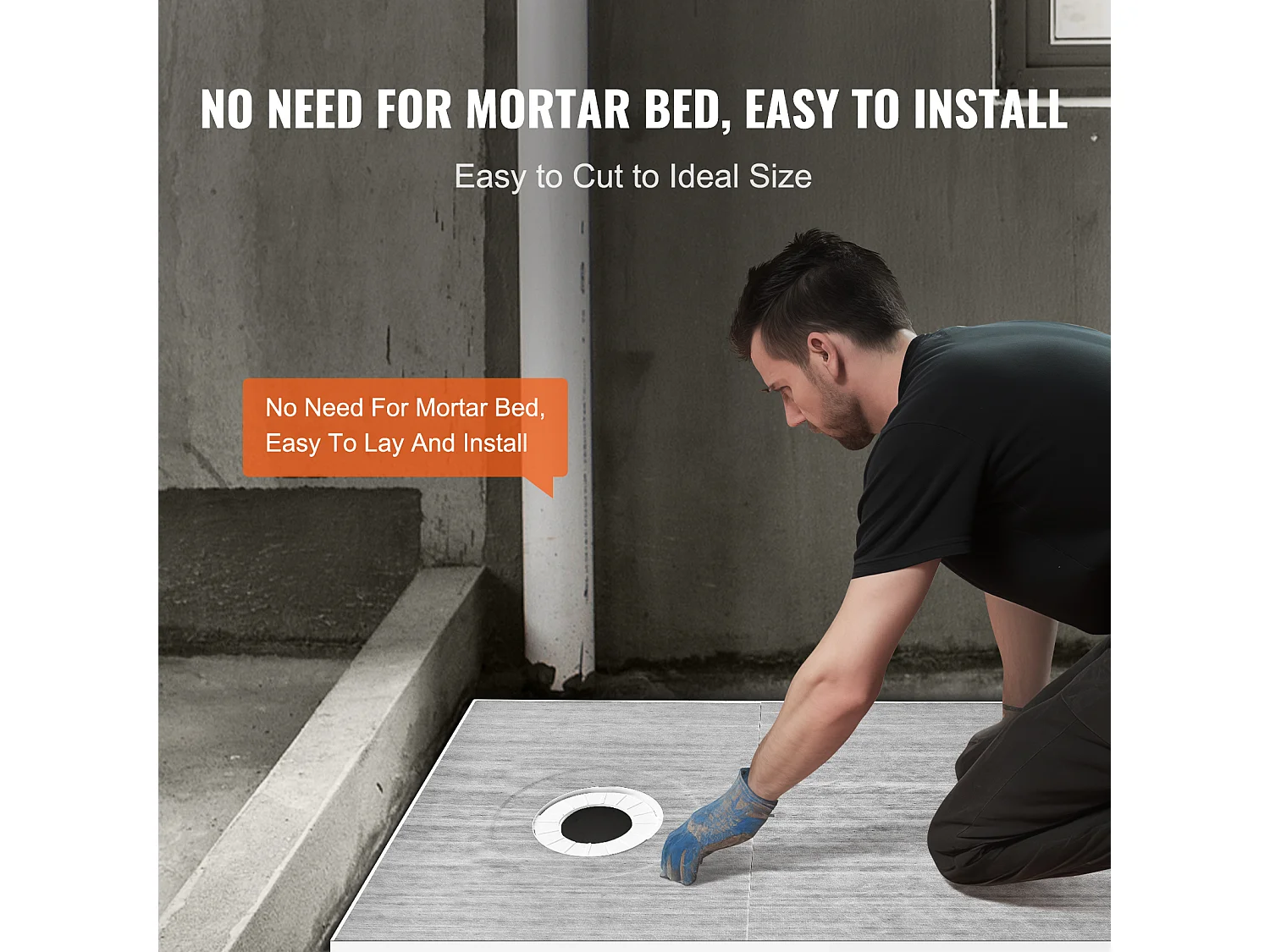 Wasserdichter Duschablauf-Kit SucceBuy, 152 x 96 cm, mit Versetztem Ablauf, Verdickt