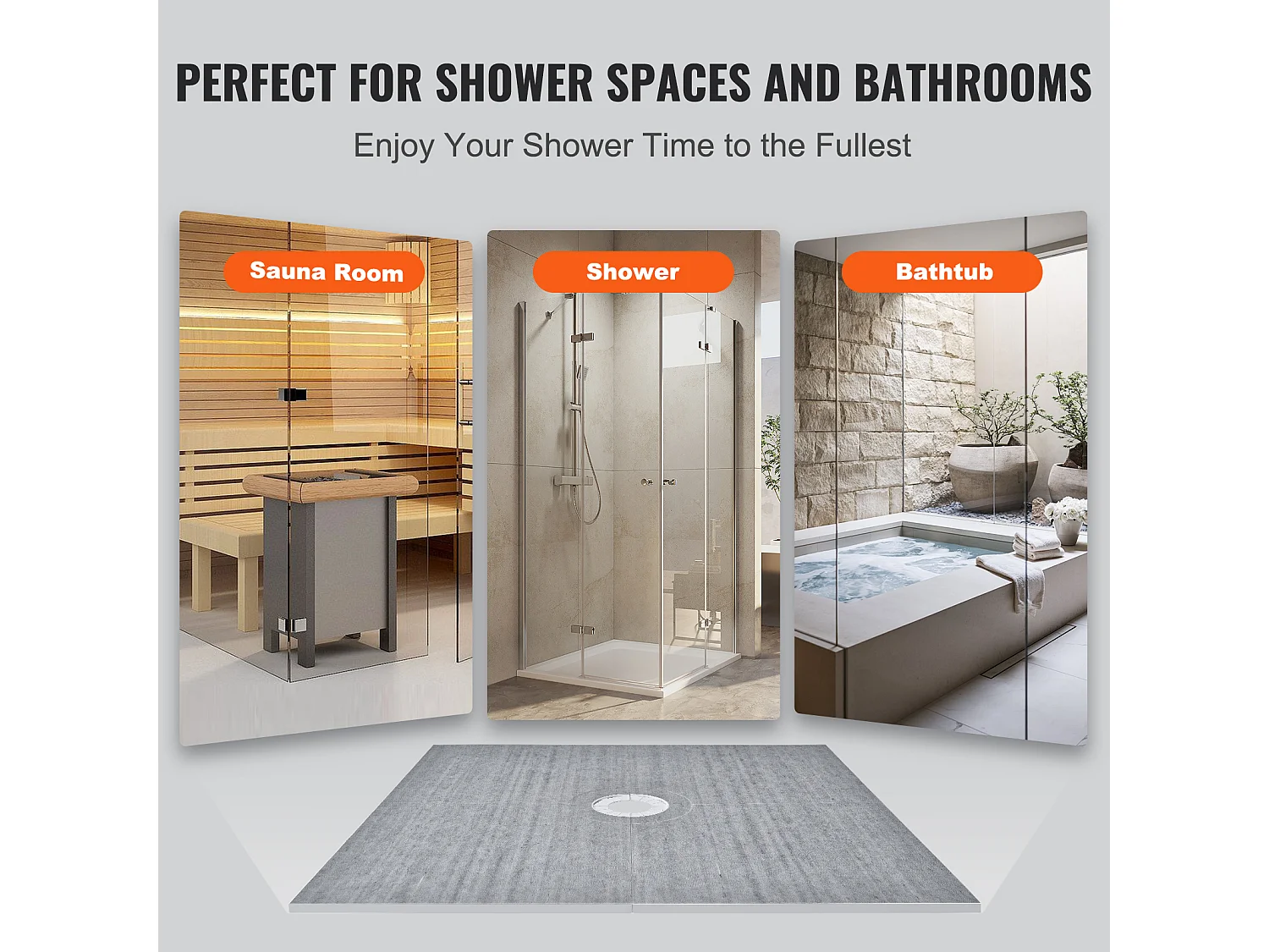 Kit de Receveur de Douche Étanche SucceBuy, 183 x183 cm, avec Drain Central, Épaissi