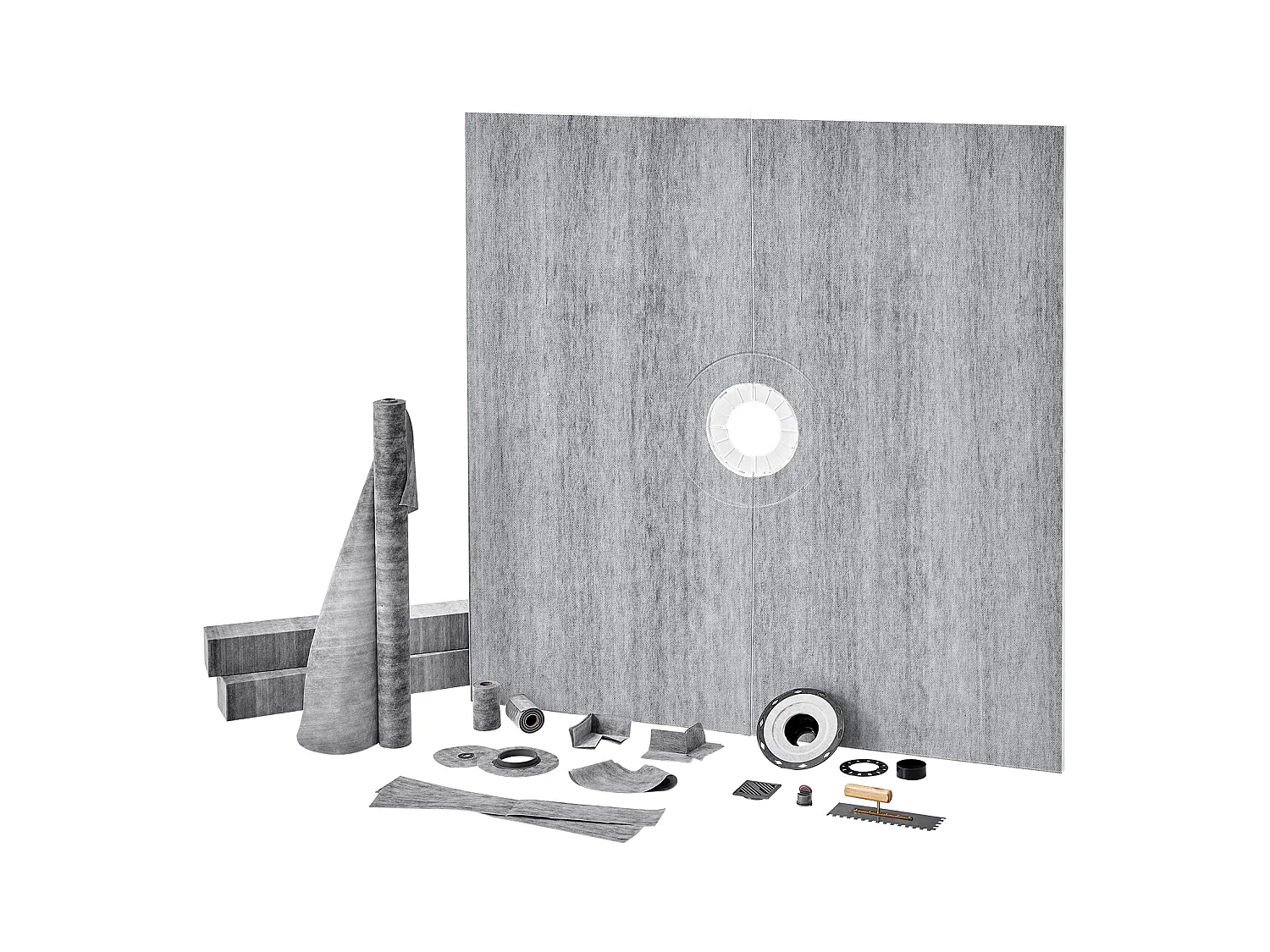 Kit de Bordure de Douche SucceBuy, 183 x183 cm, avec Bride en PVC 5,1 cm Étanche, Grille en Acier Inoxydable de 10,2 cm