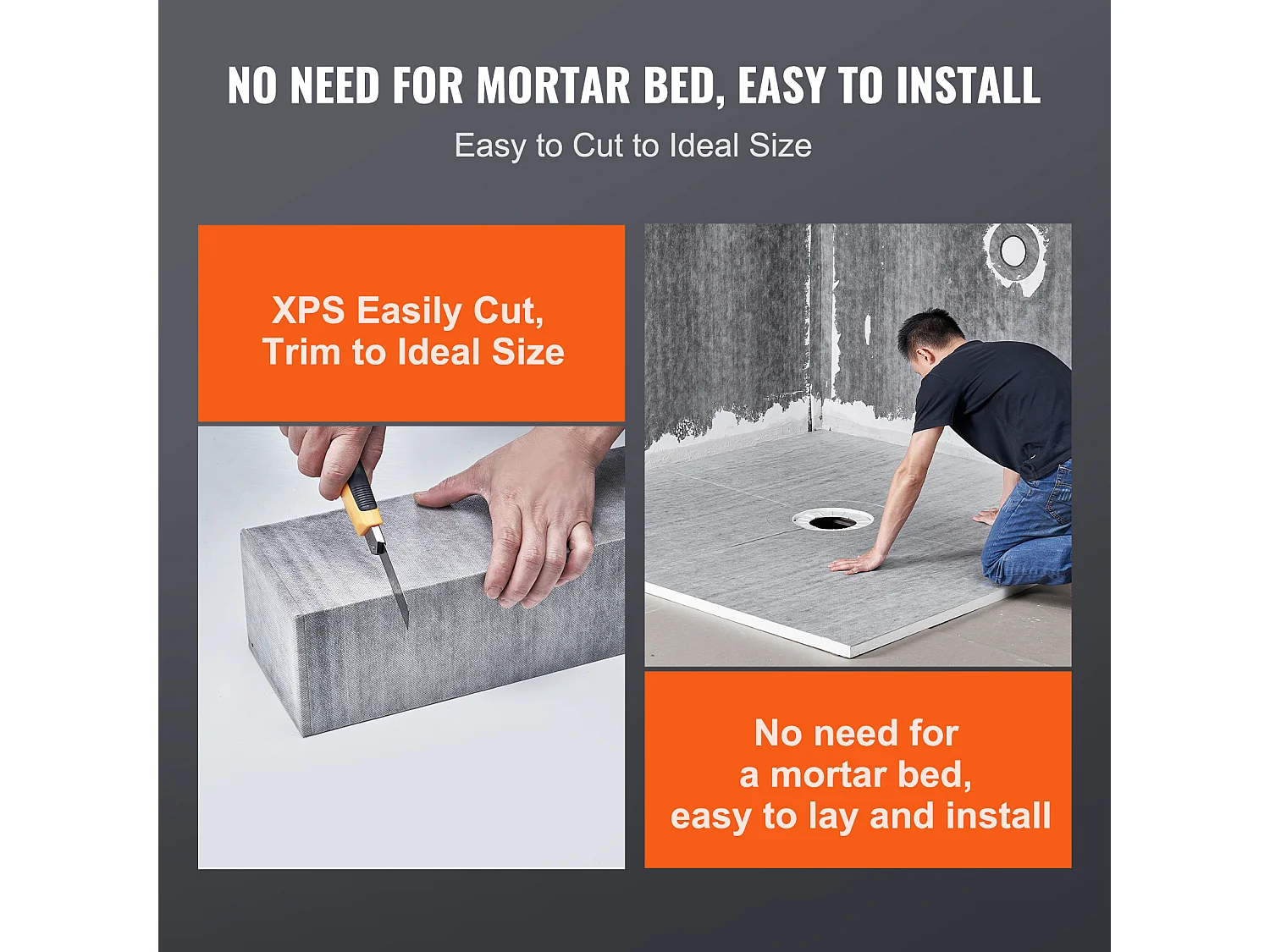 Kit de Bordure de Douche SucceBuy, 183 x183 cm, avec Bride en PVC 5,1 cm Étanche, Grille en Acier Inoxydable de 10,2 cm