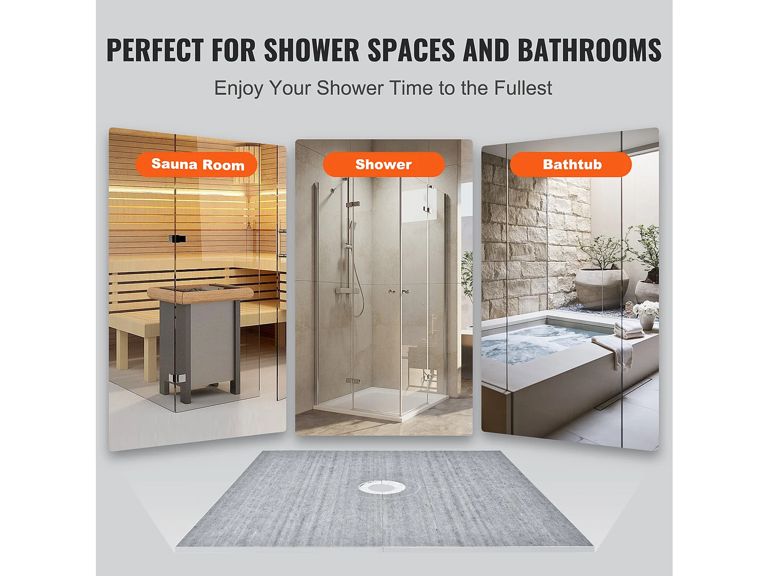 Kit de Bordure de Douche SucceBuy, 183 x183 cm, avec Bride en PVC 5,1 cm Étanche, Grille en Acier Inoxydable de 10,2 cm