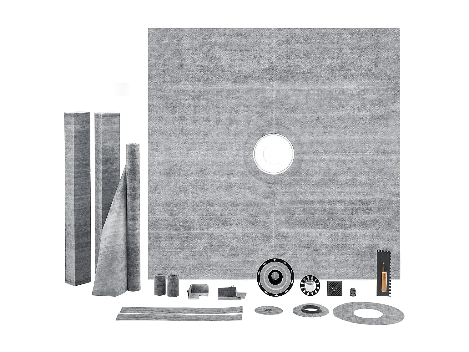 Kit de Bordure de Douche SucceBuy, 183 x183 cm, avec Bride en PVC 5,1 cm Étanche, Grille en Acier Inoxydable de 10,2 cm