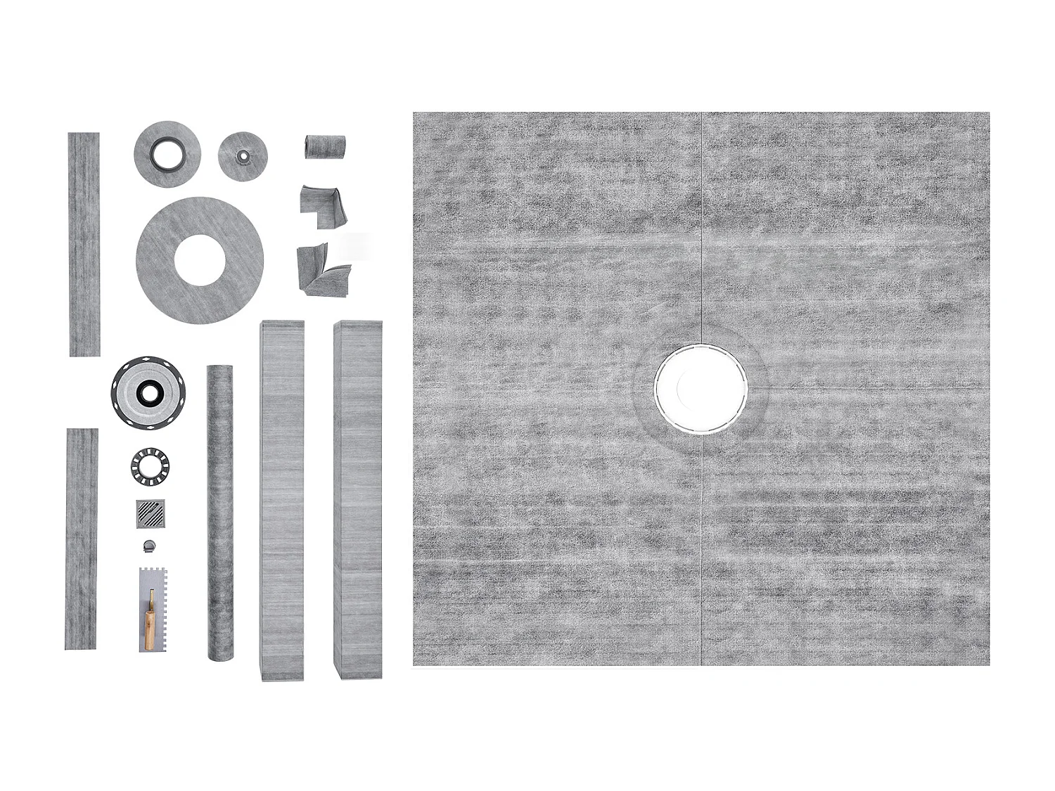 Kit de Bordure de Douche SucceBuy, 183 x183 cm, avec Bride en PVC 5,1 cm Étanche, Grille en Acier Inoxydable de 10,2 cm