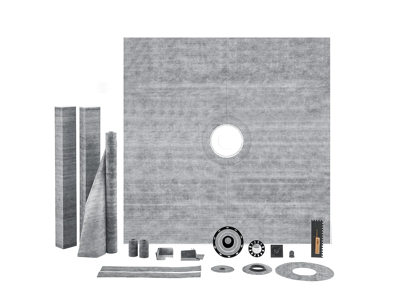 Kit de Bordure de Douche SucceBuy, 183 x183 cm, avec Bride en PVC 5,1 cm Étanche, Grille en Acier Inoxydable de 10,2 cm