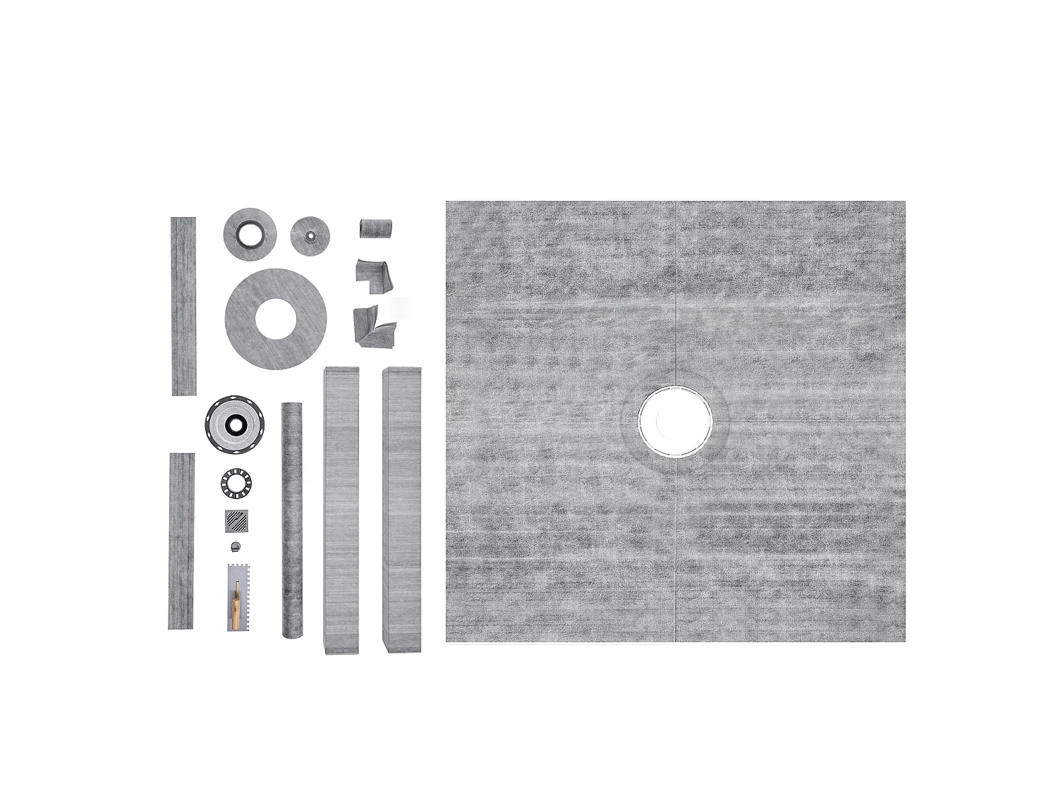Kit de Bordure de Douche SucceBuy, 183 x183 cm, avec Bride en PVC 5,1 cm Étanche, Grille en Acier Inoxydable de 10,2 cm