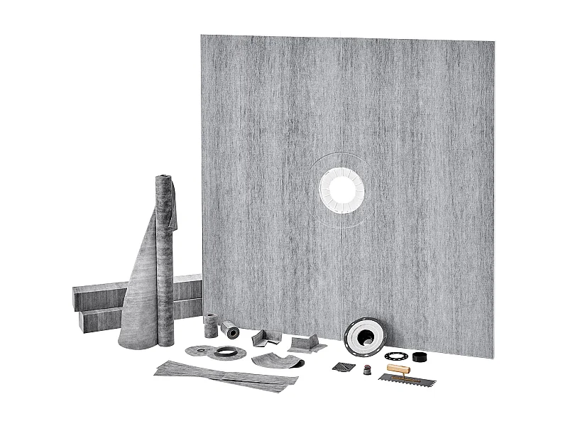 Kit de Bordure de Douche SucceBuy, 183 x183 cm, avec Bride en PVC 5,1 cm Étanche, Grille en Acier Inoxydable de 10,2 cm