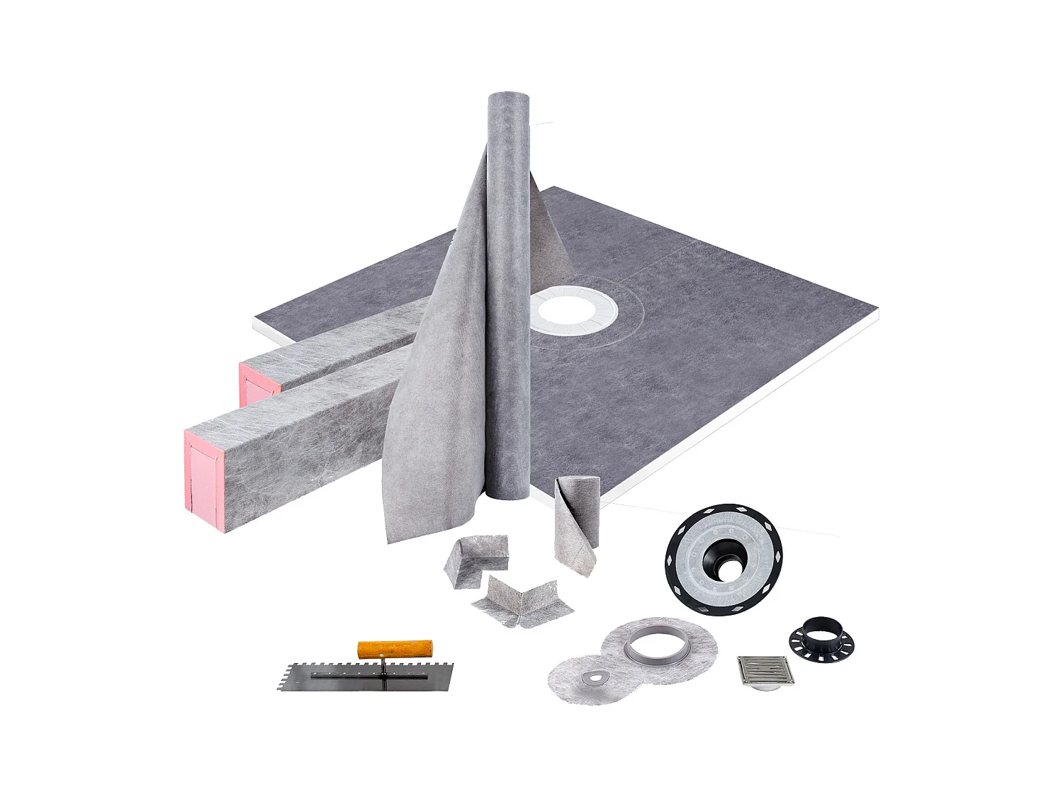 Kit de Receveur de Douche SucceBuy, 122 x 122 cm, avec Drain Central en ABS, Étanche