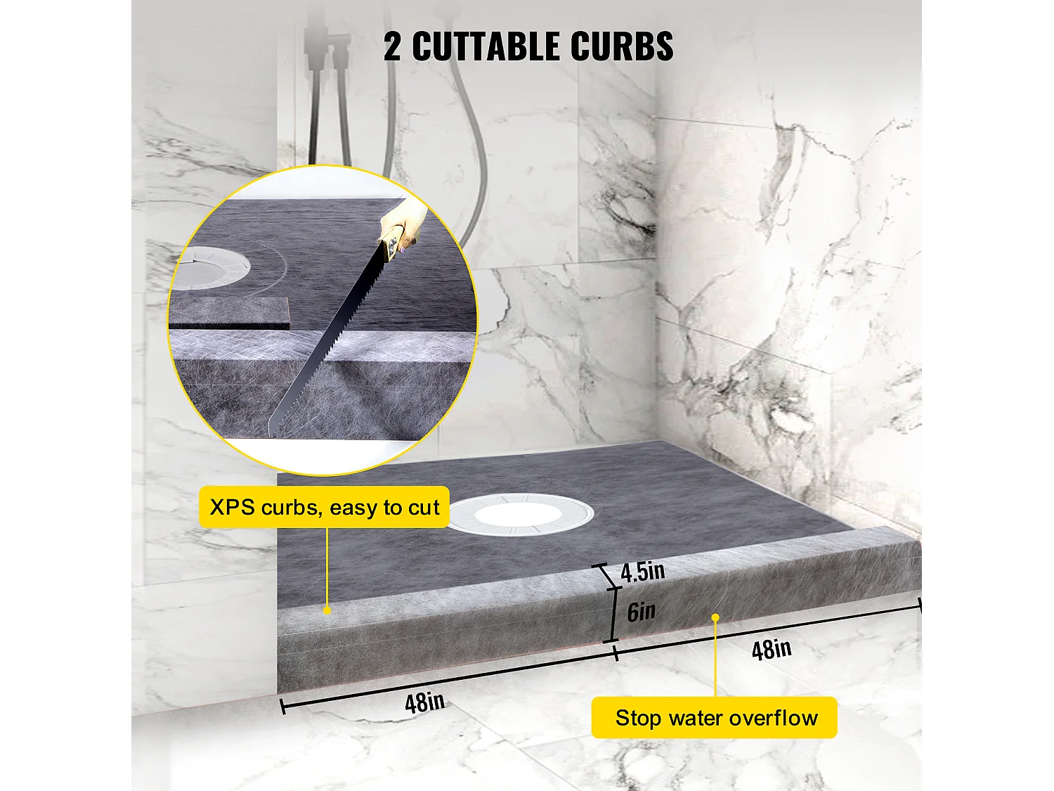 Kit de Receptor de Ducha SucceBuy, 122 x 122 cm, con Desagüe Central de ABS, Impermeable