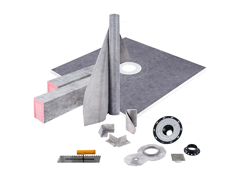 Kit de Receveur de Douche SucceBuy, 122 x 122 cm, avec Drain Central en ABS, Étanche
