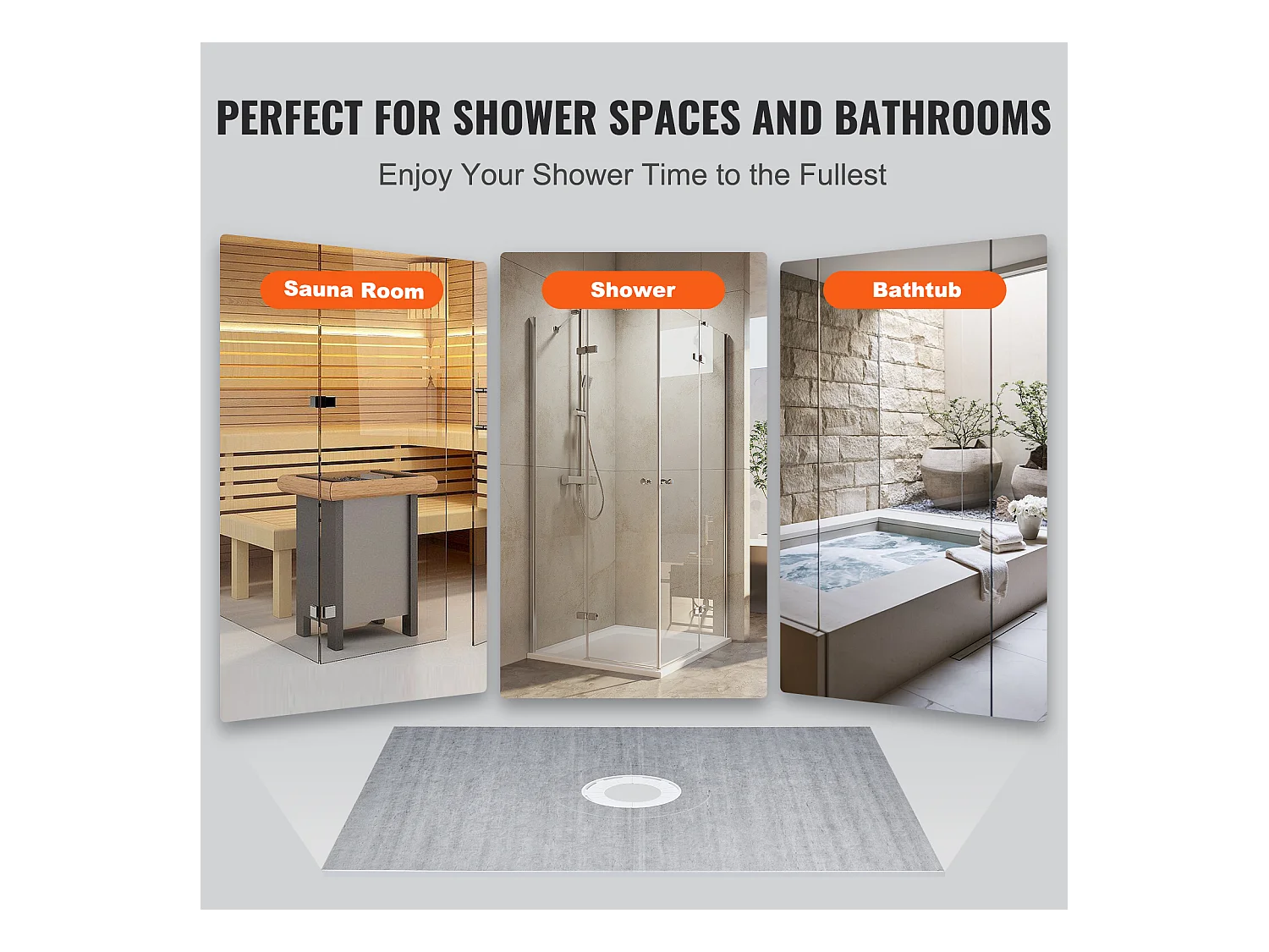 Kit de Bordure de Douche SucceBuy, 122 x 152 cm, avec Bride Centrale de 5,1 cm en PVC Étanche