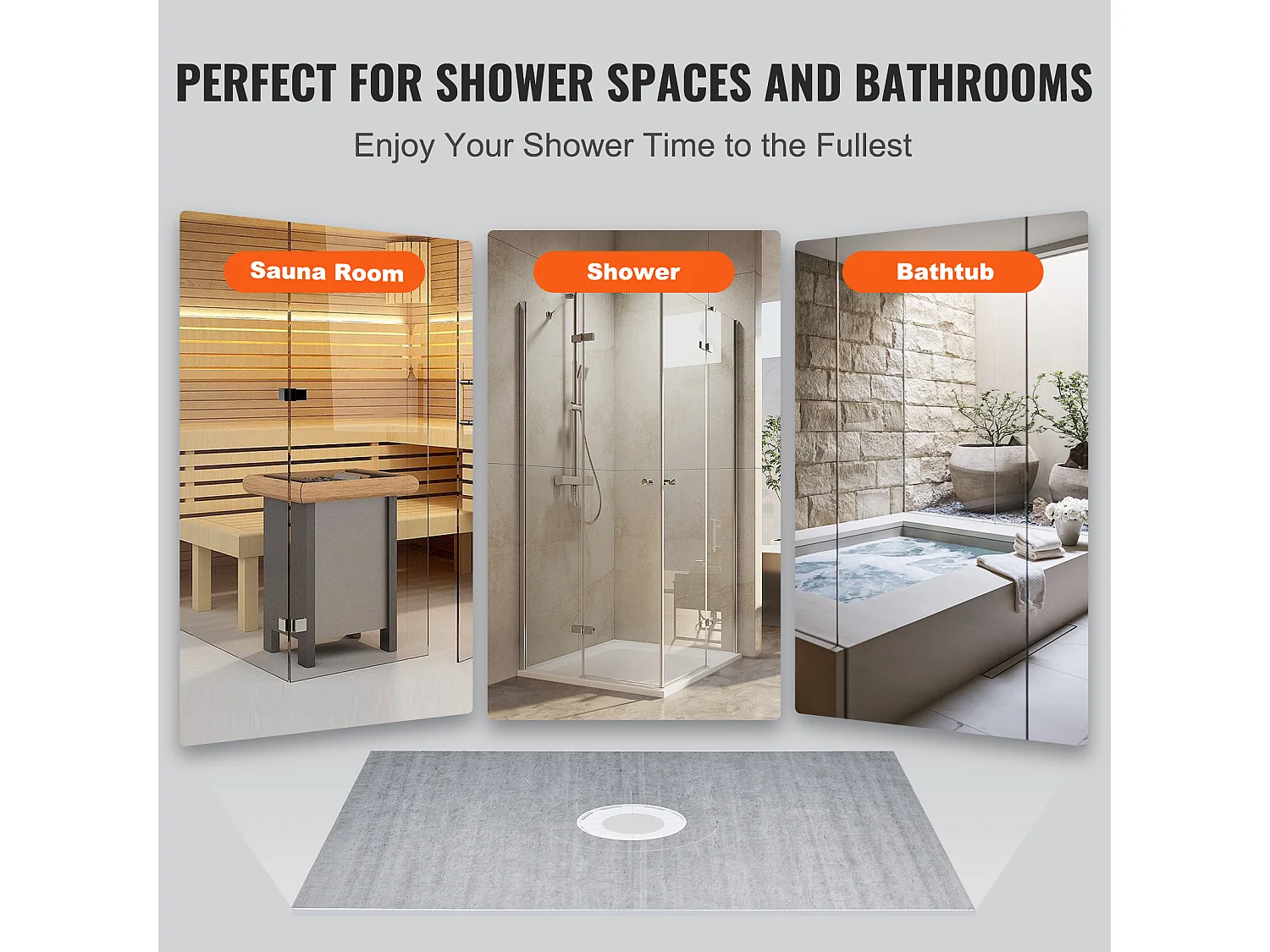 Kit de Bordure de Douche SucceBuy, 122 x 152 cm, avec Bride Centrale de 5,1 cm en PVC Étanche