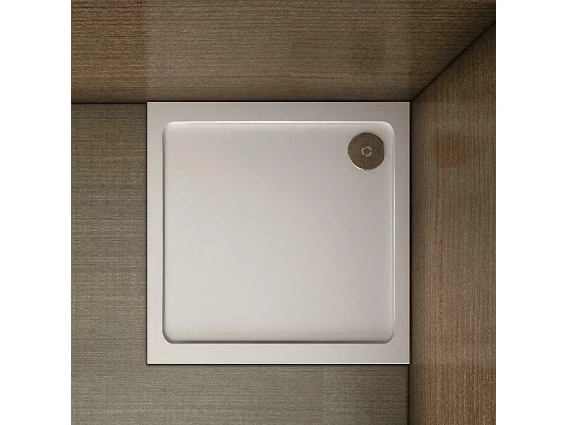 Piatto Doccia Quadrato 70x70cm in Pietra Artificiale Ultra Sottile Bianco Lucido Antiscivolo Antibatterico