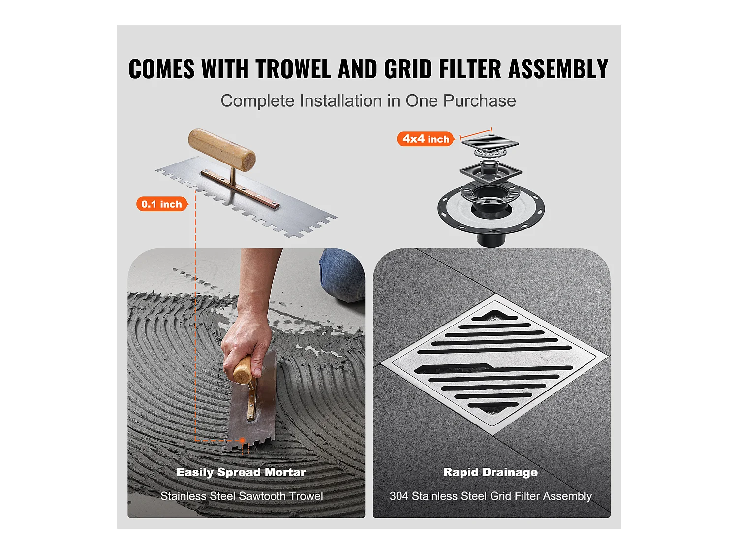 Kit de Bordure de Douche SucceBuy, 122 x 152 cm avec Bride Centrale de 5,1 cm ABS Étanche