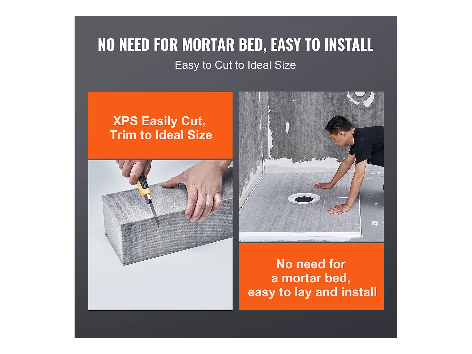 Kit de Bordure de Douche SucceBuy, 122 x 152 cm avec Bride Centrale de 5,1 cm ABS Étanche