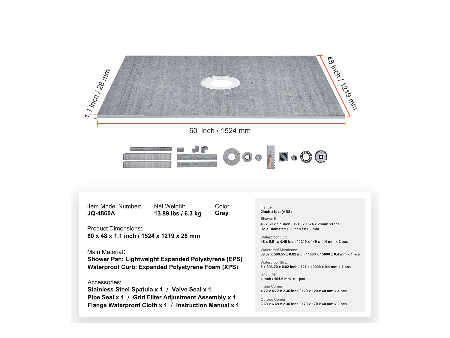 Kit di Bordo per Doccia SucceBuy, 122 x 152 cm, con Staffa Centrale di 5,1 cm in ABS, Impermeabile
