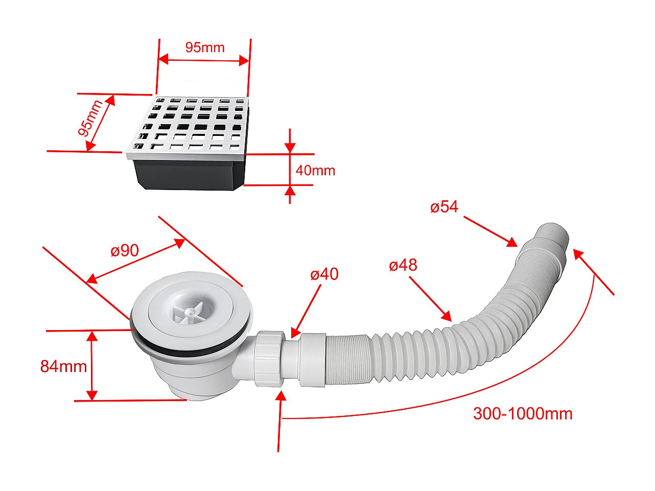 XPS-isolatieplaat 150x90cm zijn ideaal voor vochtige ruimtes zoals een badkamer, H: 40mm,met douchegoot rooster en afvoer