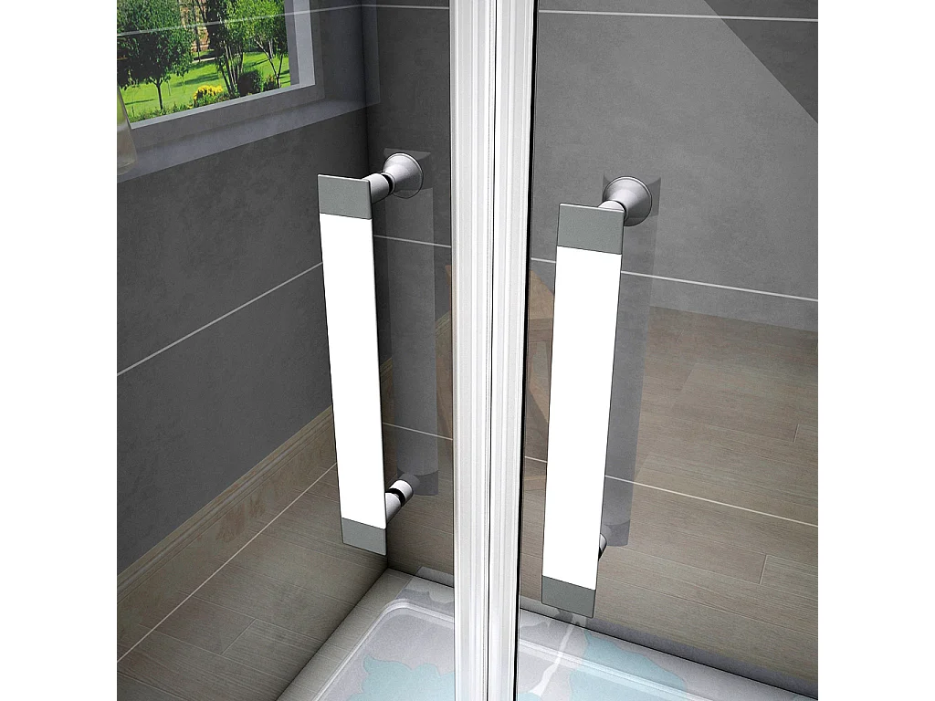 185 cm Box doccia per Nicchia Porta Battente 2 Ante Saloon Vetro Temperato 5 mm Trasparente Profilo in Alluminio Argento Opaco 95 cm