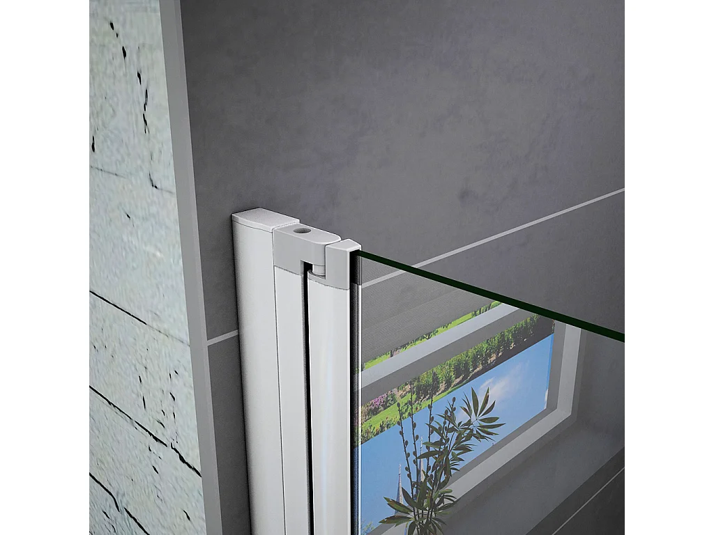 185 cm Box doccia per Nicchia Porta Battente 2 Ante Saloon Vetro Temperato 5 mm Trasparente Profilo in Alluminio Argento Opaco 95 cm